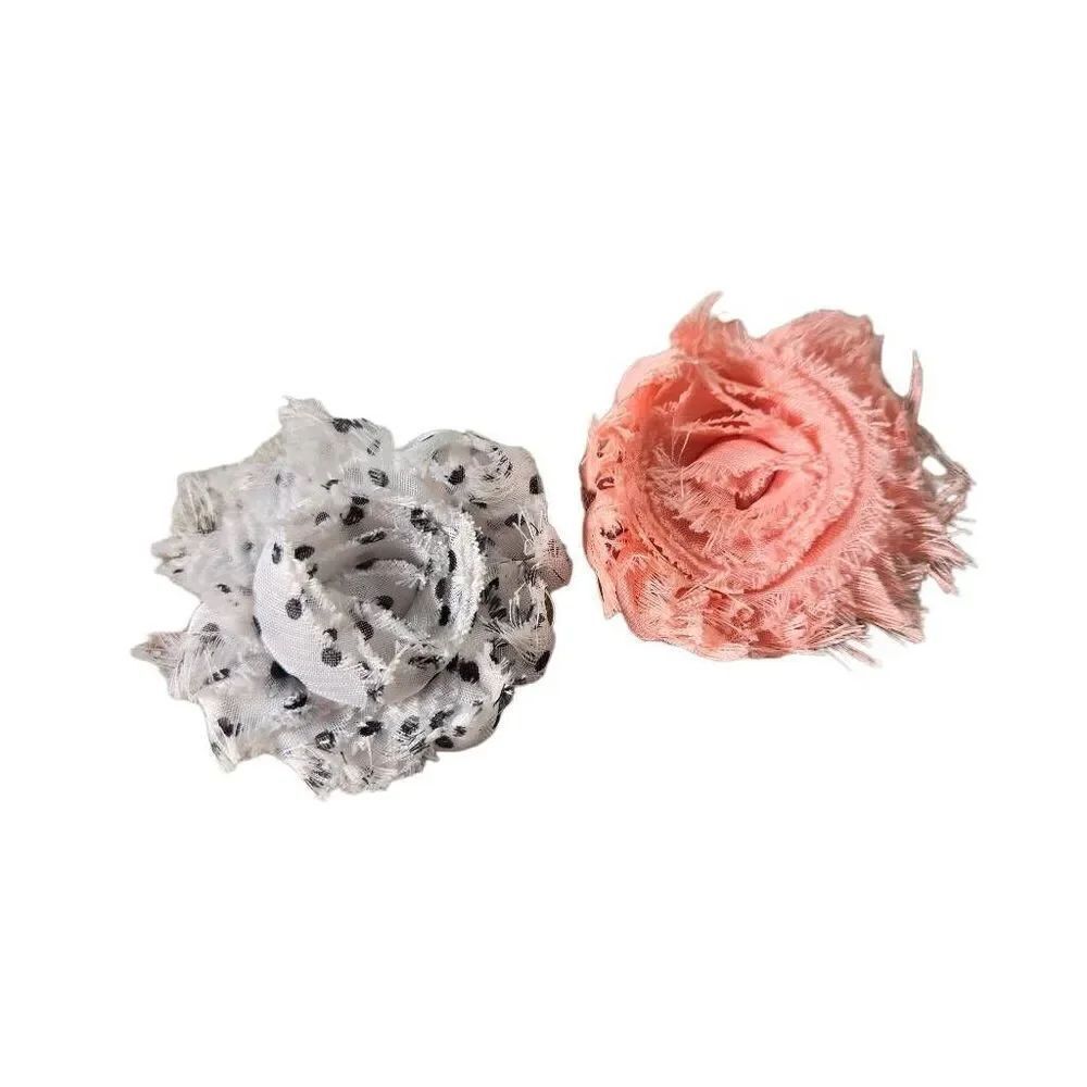 2 bows, 2.5" Peach and polka-dot